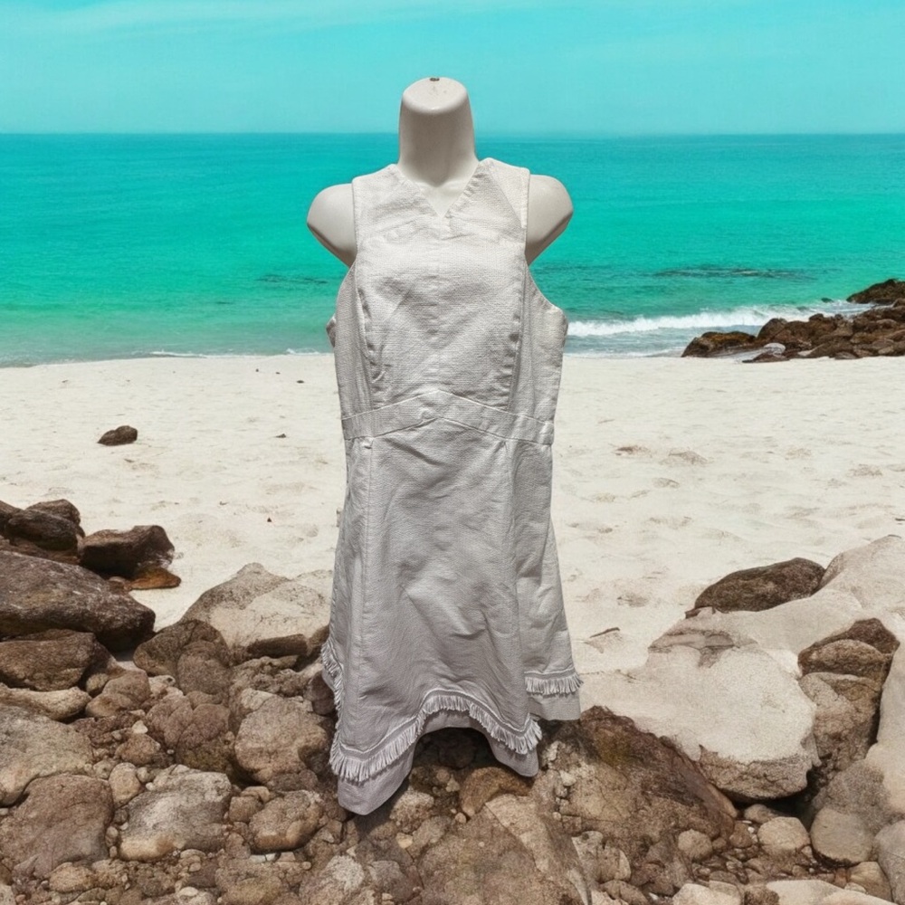 Elegant White Sleeveless Dress size 10 100% cotton